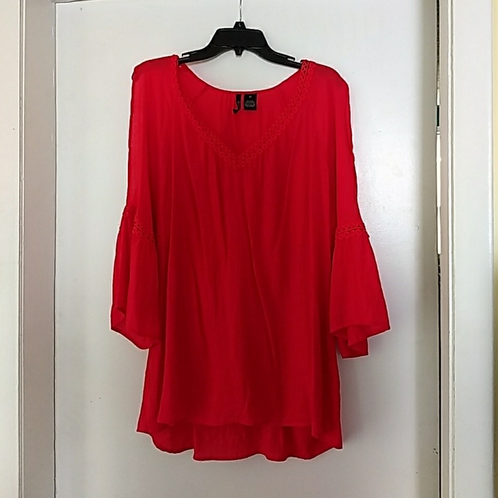 Cold shoulder red top